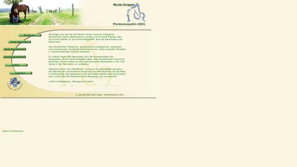 Website Screenshot: Nicole Gropper Pferdeosteopathie -  Gesundheit und Leistungskraft für Ihr Pferd! - Nicole Gropper - Pferdeosteopathie, Pferdephysiotherapie, Pferdemedizin, Taktfehler, Lahmheit,Springpferde - Date: 2023-06-20 10:39:31
