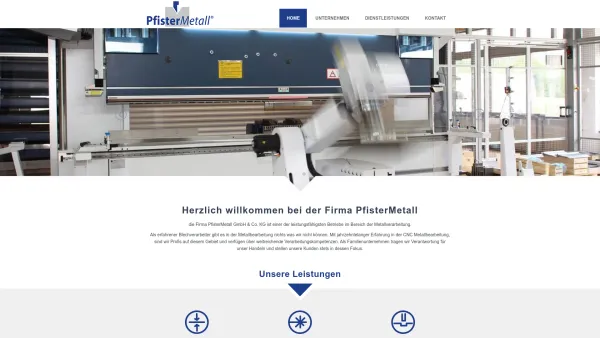 Website Screenshot: Pfister Metall GmbH & Co. KG -  CNC  Blechbearbeitung, Stanzen, Nibbeln, Umformen, Laserschneiden · Schweißen · Oberflächenbehandl - PfisterMetall - Metallverarbeitung auf höchstem Niveau - Burladingen - Date: 2023-06-20 10:39:31