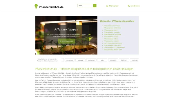Website Screenshot: pflanzenlicht24.de - Pflanzenleuchten ❤ Die besten Hilfsmittel für den Alltag - Date: 2023-06-20 10:39:31