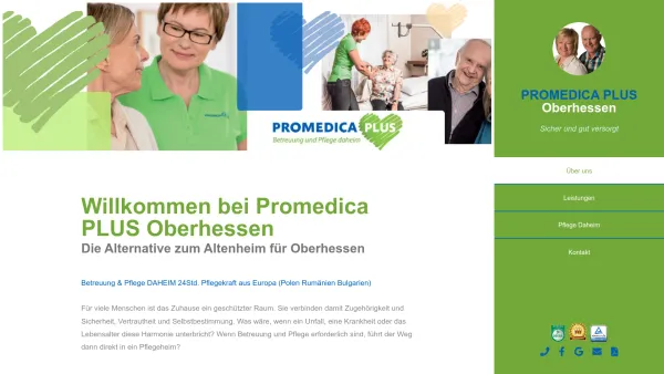 Website Screenshot: Pflegedienste Maintal, Lollar, Bad Nauheim - Promedica Plus Oberhessen | Pflegekräfte für Oberhessen - Date: 2023-06-20 10:42:17