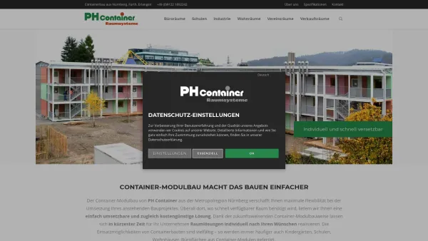 Website Screenshot: PH Container GmbH - PH Container - Containerbau, Modulbau, Containerlösungen Nürnberg - Date: 2023-06-20 10:42:17