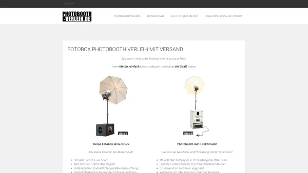 Website Screenshot: photobooth-verleih.de - Fotobox Photobooth Verleih mit Versand - Fotobox Verleih mit Versand! - Date: 2023-06-20 10:39:31