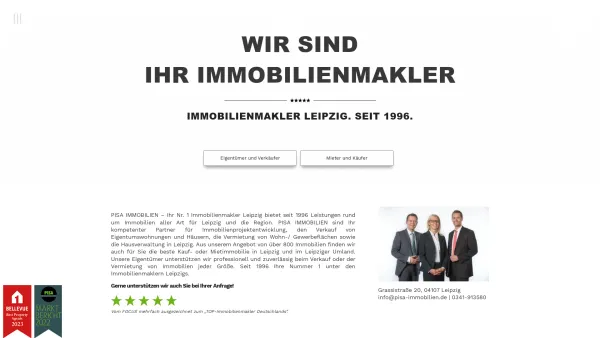 Website Screenshot: PISA IMMOBILIEN Immobilienmakler Leipzig - Immobilienmakler Leipzig & Umgebung – PISA IMMOBILIEN - Date: 2023-06-20 10:42:20