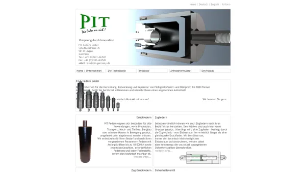 Website Screenshot: PIT Federn GmbH Die Feder an sich - P.I.T. - Germany - Date: 2023-06-20 10:39:32