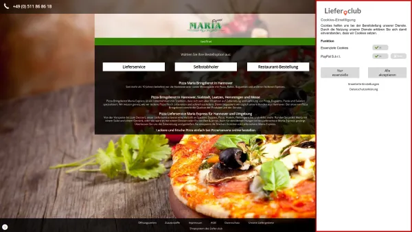 Website Screenshot: Pizzeria Maria Express UG - Pizza und leckere Gerichte in Hannover Süd online bestellen und liefern lassen! - Date: 2023-06-20 10:39:32