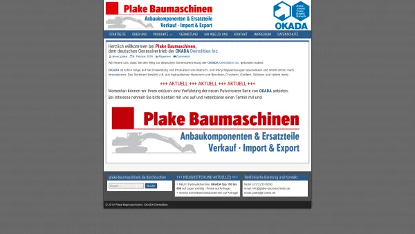 Website Screenshot: Ludger Plake GmbH - Plake Baumaschinen – OKADA Demolition Generalvertretung Deutschland - Date: 2023-06-20 10:39:32