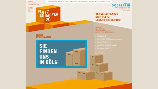 Website Screenshot: Platzschaffen.de - Lagerraum mieten in Köln | Platzschaffen.de - Date: 2023-06-20 10:39:37