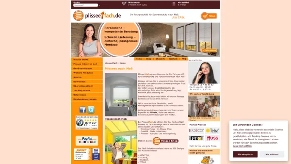 Website Screenshot: Plissee1fach.de - Plissees nach Maß - Online Shop | plissee1fach.de - Date: 2023-06-20 10:42:20