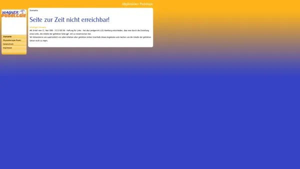 Website Screenshot: Physiotherapie & Podologie Praxis Wagner - Seite zur Zeit nicht erreichbar! - Date: 2023-06-20 10:39:37