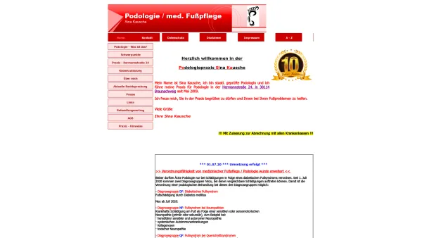 Website Screenshot: Podologiepraxis Sina Kausche - Podologie Braunschweig - Podologie - Fusspflege - Sina Kausche Braunschweig - Home - Date: 2023-06-20 10:39:37