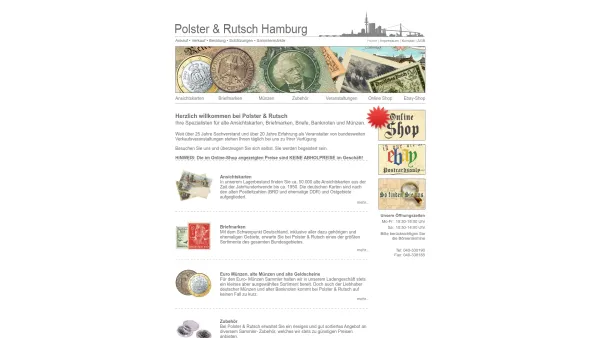 Website Screenshot: Polster & Rutsch-Briefmarken Postkarten - Polster & Rutsch Home - Date: 2023-06-20 10:39:37