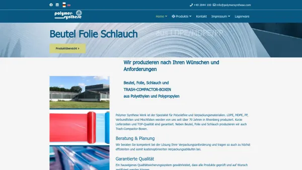 Website Screenshot: Polymer Synthese Werk - PE Beutel, Folie und Schlauch direkt vom Hersteller - Date: 2023-06-20 10:42:20