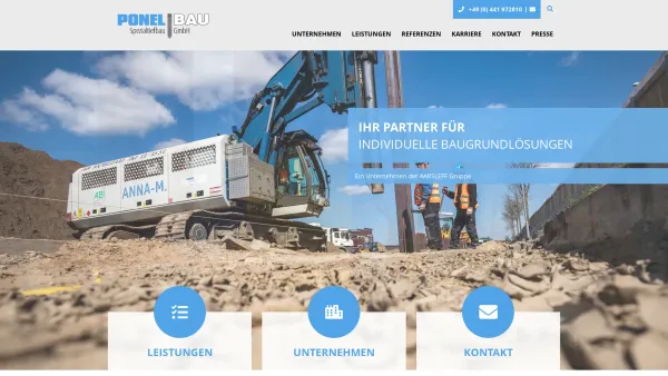 Website Screenshot: PONEL BAU Spezialtiefbau GmbH - Ponel Bau | Spezialtiefbau - Date: 2023-06-20 10:39:37