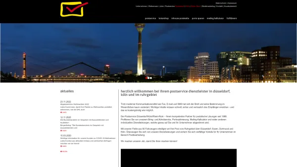 Website Screenshot: Postservice Köln GmbH -  Postservice  bringt's ... und holt's auch wieder ab - Postservice Dienstleister Düsseldorf Köln Essen Rhein-Ruhr | Anders & Co. Postservice GmbH - Date: 2023-06-20 10:39:37