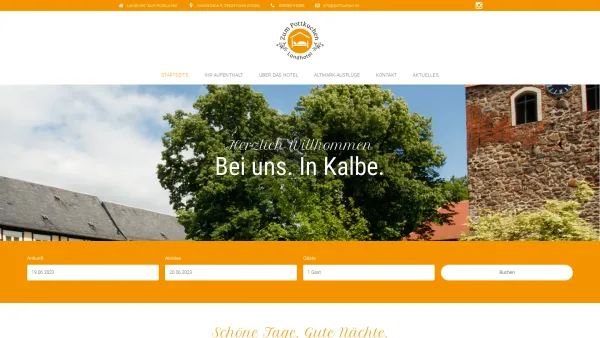 Website Screenshot: Landhotel "Zum Pottkuchen" - Landhotel "Zum Pottkuchen" Kalbe Milde / Altmark - ab 69,- € buchen - Date: 2023-06-20 10:39:37