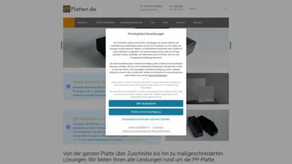 Website Screenshot: PPPlatten GmbH - PPPlatten.de Alle Leistungen rund um die PP-Platte - Date: 2023-06-20 10:39:37