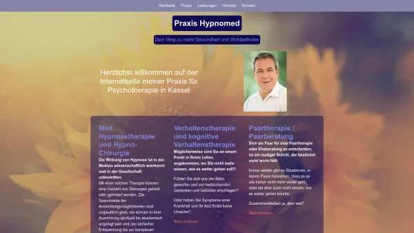 Website Screenshot: Praxis Hypnomed - Ihre Praxis für Psychotherapie in Kassel - Praxis Hypnomed Kassel - Date: 2023-06-20 10:42:20