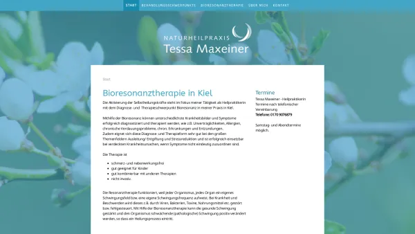 Website Screenshot: Naturheilpraxis Tessa Maxeiner - Start - Naturheilpraxis Tessa Maxeiner in Kiel - Date: 2023-06-20 10:39:37