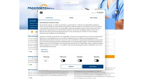 Website Screenshot: Regionales Praxisnetz Kiel -  ... im  Dienste Ihrer Gesundheit - Start - Praxisnetz Kiel - Date: 2023-06-20 10:39:37