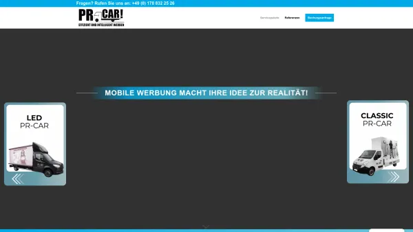 Website Screenshot: 18/1 Mobile Plakat Aussenwerbung mit PrCar - Mobile Werbung mit Erfolg - Werbefahrzeuge von PrCar - Date: 2023-06-20 10:39:37