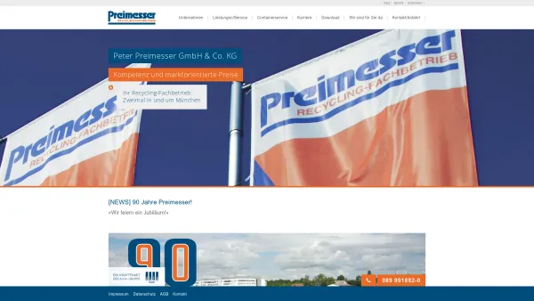 Website Screenshot: Peter Preimesser GmbH Co. KG - Recyclingunternehmen München | PREIMESSER GmbH - Date: 2023-06-20 10:42:20