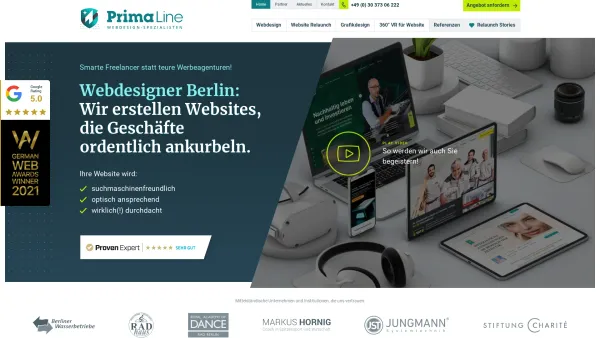 Website Screenshot: PRIMA LINE Berlin Webdesign, Corporate Design, 360° Panoramen - ? PRIMA LINE Webdesigner aus Berlin - Websites-Spezialisten - Date: 2023-06-20 10:39:42