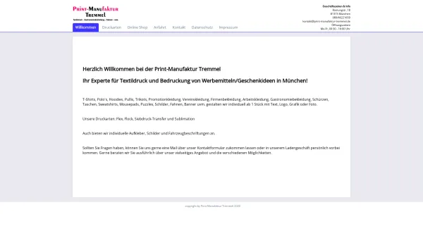 Website Screenshot: Print-Manufaktur Tremmel - Print-Manufaktur Tremmel - Date: 2023-06-20 10:42:20