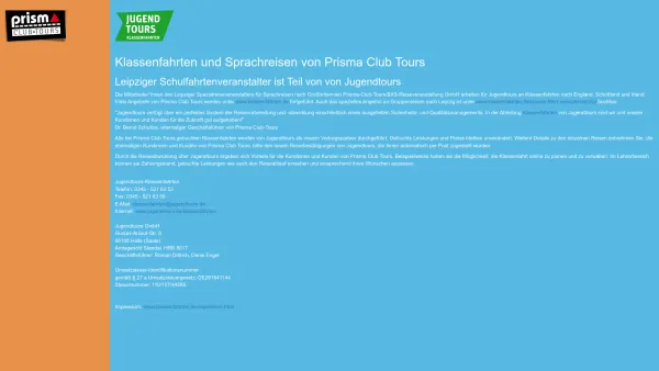Website Screenshot: PRISMA-CLUB-TOURS - Klassenfahrten und Sprachreisen | Prisma-Club-Tours - Date: 2023-06-20 10:39:42