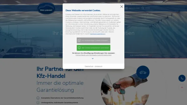 Website Screenshot: ProGarant GmbH - Pro Garant - Der Garantieanbieter für KFZ Händler - Date: 2023-06-20 10:42:20