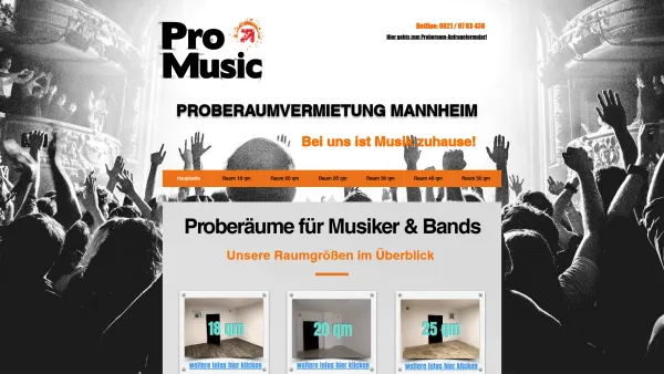 Website Screenshot: Pro Media Mannheim - Hauptseite | proberaum-mannheim - Date: 2023-06-20 10:39:42