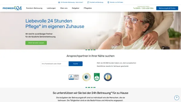 Website Screenshot: PROMEDICA PLUS Franchise GmbH - 24 Stunden Pflege für Senioren zu Hause | Promedica24 - Date: 2023-06-20 10:42:20