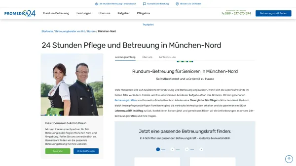 Website Screenshot: PROMEDICA PLUS Region München-Nord - 24h Pflege in München-Nord | Promedica24 - Date: 2023-06-20 10:42:20