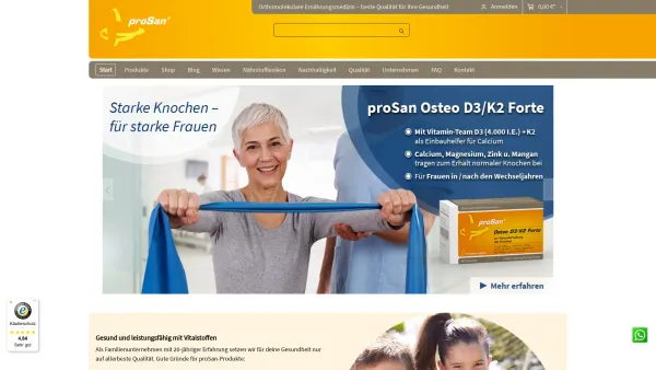 Website Screenshot: proSan pharm. Vertriebs GmbH - Nahrungsergänzungsmittel kaufen | proSan Shop - Date: 2023-06-20 10:39:42