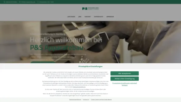 Website Screenshot: P&S Apparatebau GmbH - P&S Apparatebau GmbH - P&S Apparatebau GmbH - Date: 2023-06-20 10:39:42