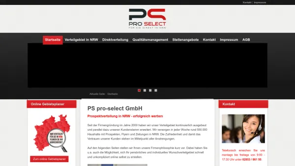 Website Screenshot: PS pro-select GmbH -  Prospekt-Service ·  professionell - seriös - Prospektverteilung | Zeitungsverteilung | Haushaltswerbung | Flyerverteilung | Werbemittelverteilung | Direktmarketing in NRW - PS pro-select GmbH - Date: 2023-06-20 10:39:42