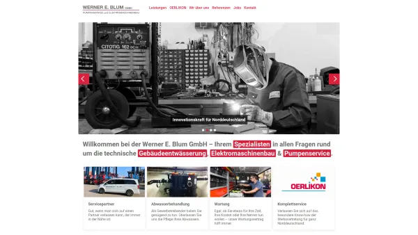 Website Screenshot: Werner E. Blum GmbH Pumpenservice und Elektromaschinenbau - Startseite | Werner E. Blum GmbH - Date: 2023-06-20 10:39:47