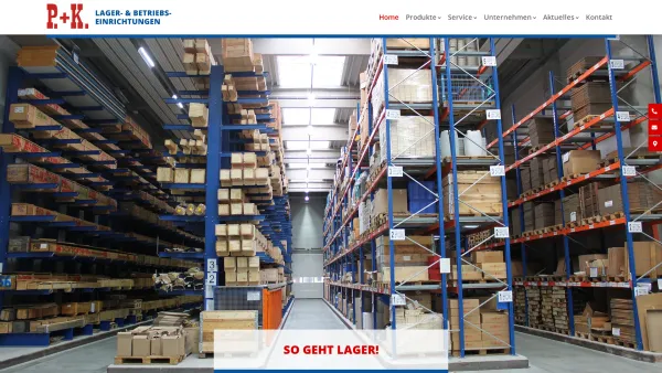 Website Screenshot: P. + K. Lager- und Betriebseinrichtungen GmbH & Co. KG -  Lagern - Fördern - Heben - Home - P+K Lager- & Betriebs- einrichtungen - Date: 2023-06-20 10:39:47