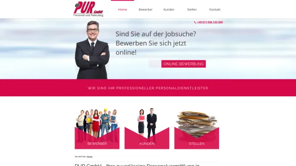 Website Screenshot: PUR GmbH Personal und Rekruting - PUR GmbH Hannover | Personalvermittlung & Zeitarbeit - Date: 2023-06-20 10:39:47