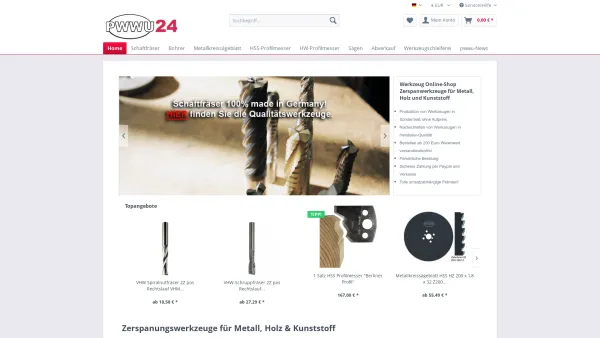 Website Screenshot: PWWU Präzisionswerkzeuge Wurzen Dipl.-Ing. FH Uwe Schmidt - Werkzeuge zum Bohren, Fräsen & Sägen kaufen im Online-Shop | pwwu24.de - Date: 2023-06-20 10:42:23