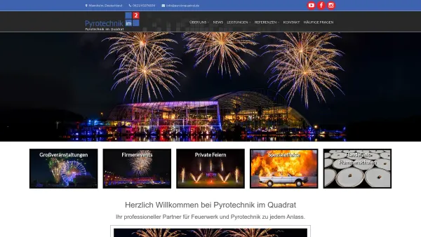 Website Screenshot: Pyrotechnik im Quadrat - Feuerwerk und Pyrotechnik - Pyrotechnik im Quadrat - Date: 2023-06-20 10:39:47