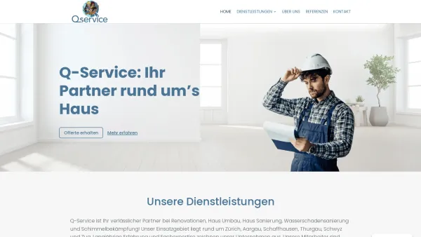 Website Screenshot: Q-Service AG Schimmelbekämpfung und Hauswartungen - Haus Sanierungen & Restaurationen Zürich - Q-Service AG - Date: 2023-06-20 10:42:23