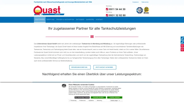 Website Screenshot: Quast, Boerger & Böhm GmbH & Co. KG - Quast GmbH | Ihr Partner für Tankservice & Tankschutz - Date: 2023-06-20 10:39:47
