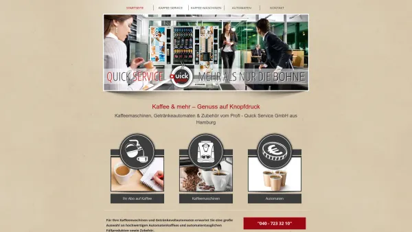 Website Screenshot: Getränke-Automaten Quick-Service GmbH - Quick Service Kaffeemaschinen und Kaffee-Service Hamburg - Date: 2023-06-20 10:39:47