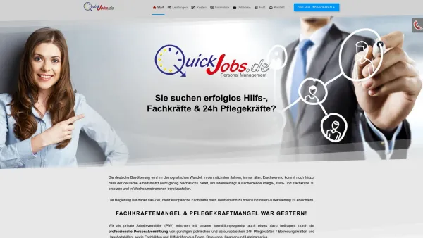 Website Screenshot: QuickJobs.de Personal Management - ✔️ Personalvermittlung: Fachkräfte, Hilfskräfte & 24h Pflegekräfte aus Polen & Osteuropa - ⭐QuickJobs.de⭐ - Date: 2023-06-20 10:39:47