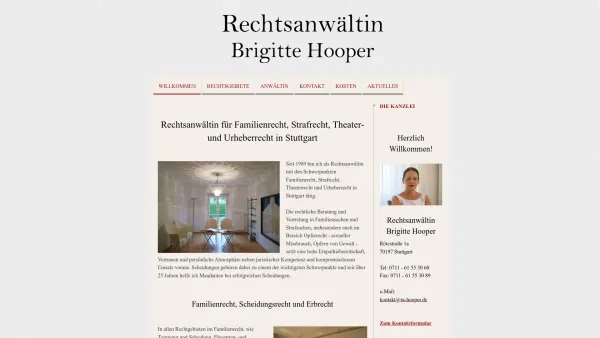 Website Screenshot: Brigitte Hooper-Wittenbrink Rechtsanwältin - Rechtsanwältin Hooper - Rechtsanwältin B. Hooper - Scheidung, Familienrecht Stuttgart - Date: 2023-06-20 10:39:47