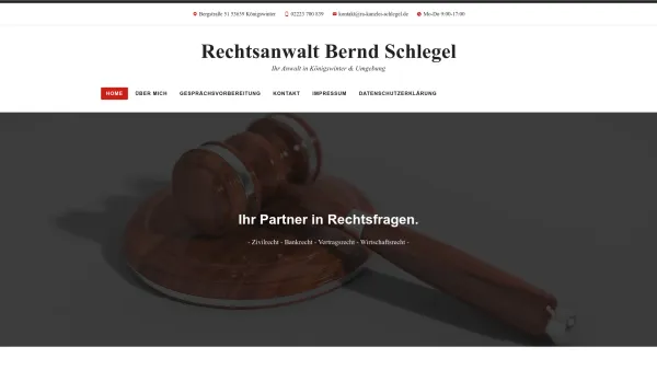 Website Screenshot: Rechtsanwalt Bernd Schlegel - Rechtsanwalt Bernd Schlegel Ihr Anwalt in Königswinter & Umgebung - Date: 2023-06-20 10:39:48