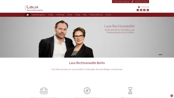 Website Screenshot: Laux Rechtsanwälte - Laux Rechtsanwälte: Versicherungsrecht, Unfälle, Arzthaftung - Date: 2023-06-20 10:39:48