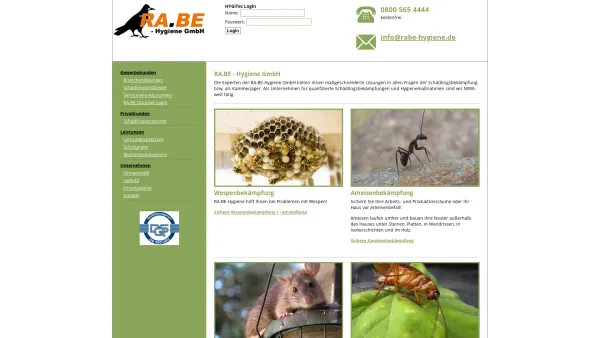 Website Screenshot: Schädlingsbekämpfung Rabe - RA.BE Hygiene ist Ihr Schädlingsbekämpfer und Kammerjäger - RA.BE - Hygiene GmbH - Date: 2023-06-20 10:39:48