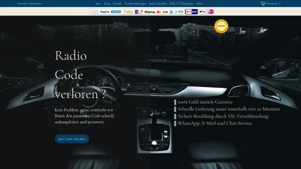 Website Screenshot: Radio Code Ince - Radio Code entsperren, schnell und günstig. - Date: 2023-06-20 10:42:23