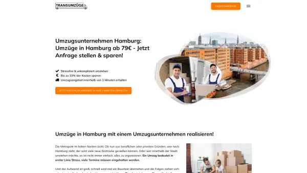 Website Screenshot: Transumzüge Hamburg - Umzugsunternehmen Hamburg: Umzüge ab 79€ - Jetzt buchen! - Date: 2023-06-20 10:42:23
